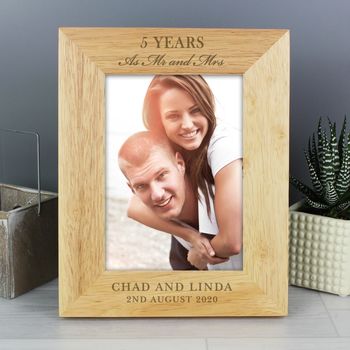 Personalised Wooden Anniversary 7x5 Photo Frame, 2 of 3