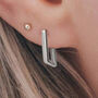 Sterling Silver Rectangle Huggie Hoop Earrings, thumbnail 1 of 8