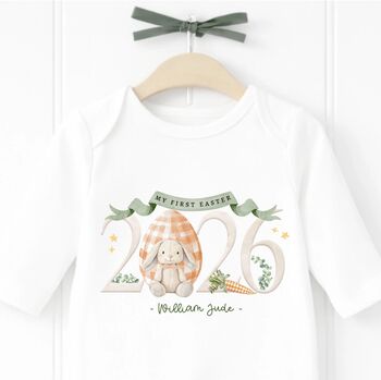 Personalised “My First Easter” Baby Onesie – Custom Name Easter Outfit For Baby Girl, Bunny Easter Bodysuit, Baby’s First Easter Gift, 4 of 4