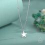 Sterling Silver Delicate Star Pendant Necklace With A Satellite Chain, thumbnail 1 of 11