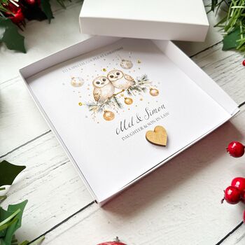 Special Couple Personalised Christmas Card, Owl Design, 4 of 5