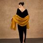 100% Mulberry Silk Scarf, Sea Blue, Gold In Gift Box, thumbnail 3 of 5