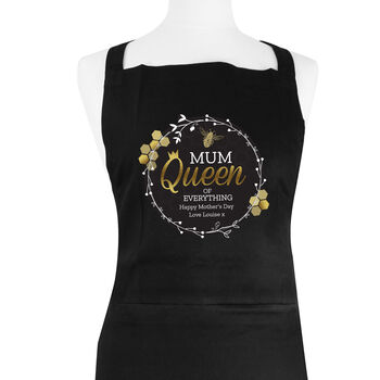 Personalised Queen Bee Black 100% Cotton Chef's Apron, 5 of 5