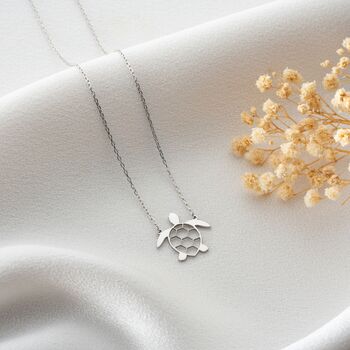 Sterling Silver Turtle Necklace, 2 of 8