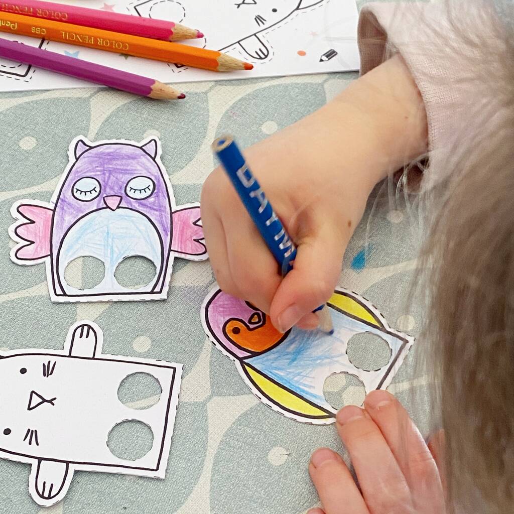 Colour Your Own Finger Puppets Card By Clara and Macy