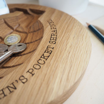 Personalised Oak Watch, Coin, Keys And Phone Holder, 3 of 5