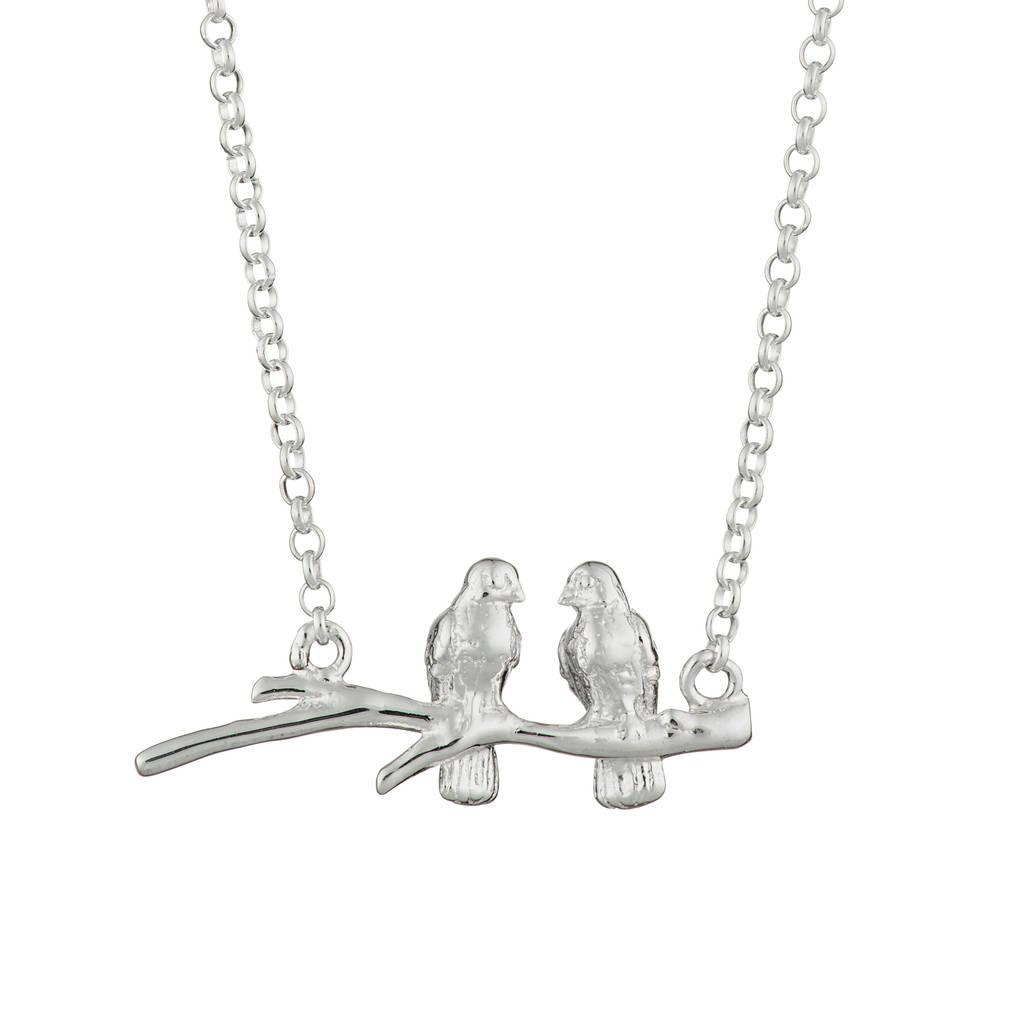 two birds on a branch necklace