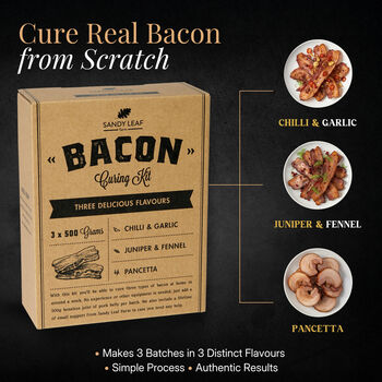 Bacon Curing Kit Cure Your Own Bacon In Three Delicious Flavours, 2 of 7