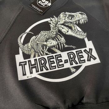 Three Rex Dino Sweatshirt In Black, 3 of 6