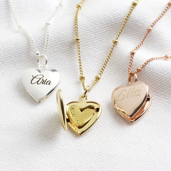Personalised Engraved Heart Locket Necklace, 2 of 9