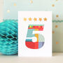 Mini Gold Star Number Five Card, thumbnail 1 of 5
