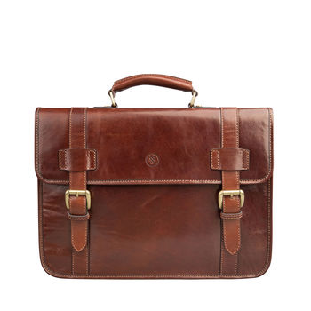Mens Leather Backpack Briefcase. 'The Micheli', 5 of 12