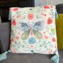 Floral Butterfly Cushion With Embroidery And Tassels, thumbnail 5 of 6