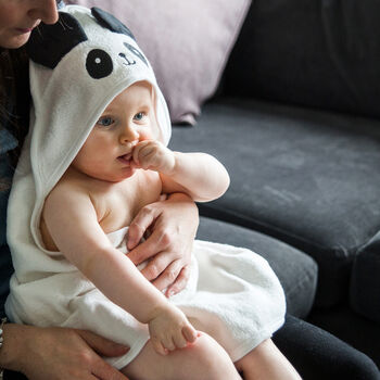 Personalised Baby Panda Hooded Cotton Towel, 4 of 12