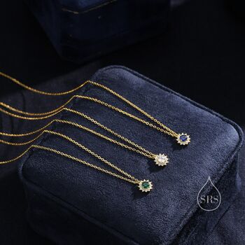 Clear Cz Halo Flower Pendant Necklace, 4 of 12
