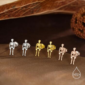 Sterling Silver Full Human Skeleton Stud Earrings, 2 of 12