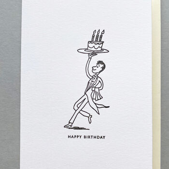 Cake Waiter Luxury Hand Printed Letterpress Birthday Card, 2 of 4
