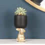 Gold Tone Bunny Hare With Black Plant Pot, thumbnail 2 of 4