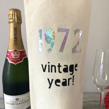 Personalised 1974 Milestone Birthday 50th Bottle Bag, 2 of 3
