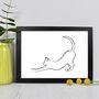 Stretching Cat Line Drawing Print, thumbnail 1 of 10