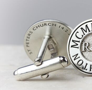 Personalised Silver Roman Numerals Cufflinks, 5 of 6