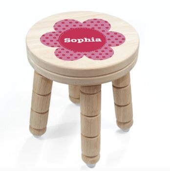 Personalised Childs Flower Wooden Stool, 2 of 3