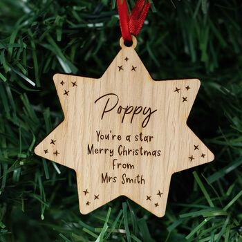 Personalised Wooden Christmas Star For Primary School Pupils, 4 of 4