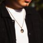 Gold Plated St Christopher Black Enamel Pendant Necklace, thumbnail 6 of 12