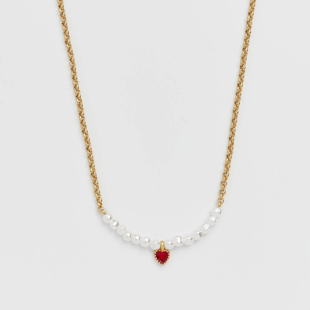 Gold Love Heart Pearl Necklace, 1 of 8