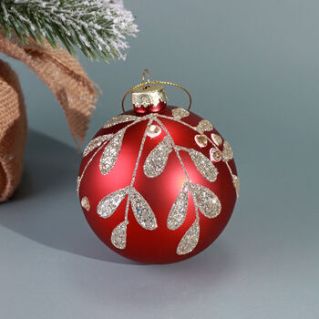 G Decor Holiday Red Glass Christmas Leaf And Jewel, 3 of 4
