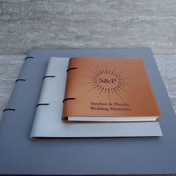 Engraved Sunburst Leather Memory Book Wedding Gift, 5 of 5