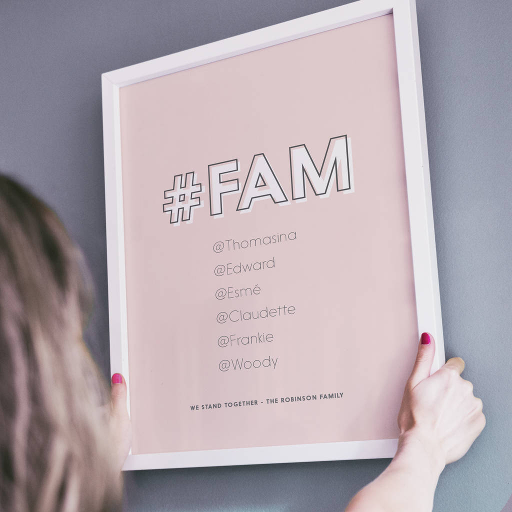 #Fam Modern Family Personalised Print With Names, 1 of 5