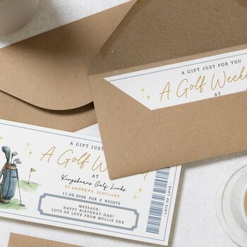 Personalised Golf Weekend Voucher For Dad's Birthday, 3 of 4
