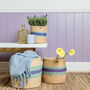 Huduma: Purple And Blue Stripe Woven Storage Basket, thumbnail 6 of 9