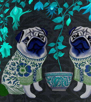 Chinoiserie Pug Lampshade On Charcoal, 3 of 5