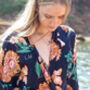 Navy And Coral Floral Print Kimono, thumbnail 1 of 1