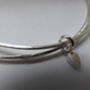 Delicate Silver Double Bangle With A Tiny Heart, thumbnail 4 of 6