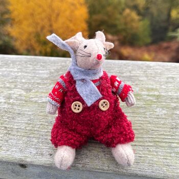 Felt Mouse With Grey Scarf, 2 of 5