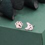 Mismatched French Bulldog And Paw Print Stud Earrings In Sterling Silver, thumbnail 4 of 12