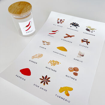 Sheet Of 15 Illustrated Colour Spice Labels, 6 of 9