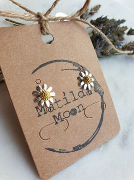 Sterling Silver Daisy Flower Two Tone Stud Earrings, 4 of 8