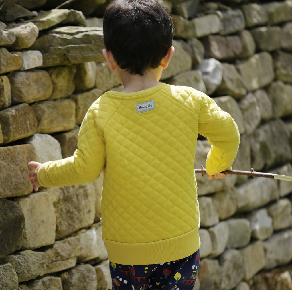 Mustard Yellow Quilted Kids Sweatshirt By Piccalilly
