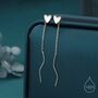 Sterling Silver Delicate Heart Threader Earrings With Spiral Chains, thumbnail 1 of 11