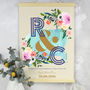 Personalised Cotton Anniversary Floral Initials Print, thumbnail 3 of 4