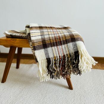 Pure Wool Blanket – Tartan Brown, 3 of 5