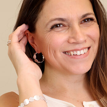 Chunky Silver Plated Textured Open Hoop Earrings – 25mm, 6 of 7