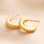 Gold Stainless Steel Ridged Huggie Hoop Earrings, thumbnail 1 of 3