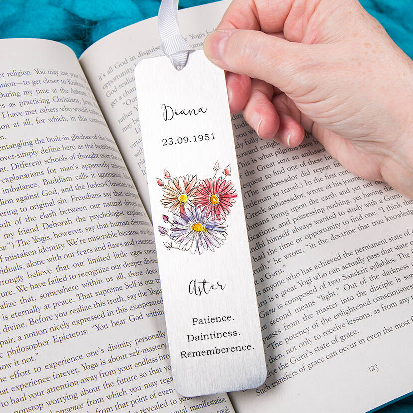 Birth Flower Personalised Water Colour Bookmark, 1 of 12
