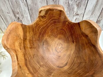 21cm Hand Carved Teak Root Star Bowl Wood Serving Dish, 7 of 12