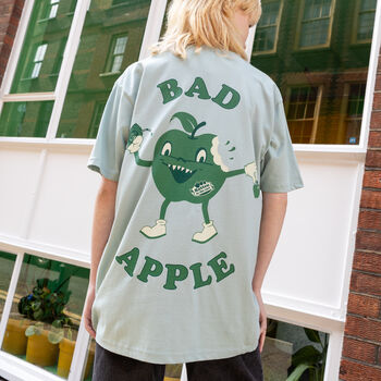 Bad Apple Unisex Printed T Shirt In Green, 3 of 6